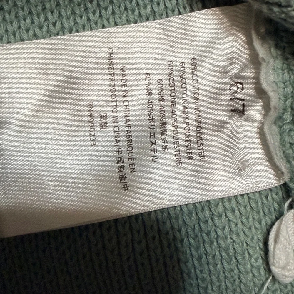 Fear of God Essentials Kids Sage Green Acid Wash Knit Hoodie Sweater 6/7
